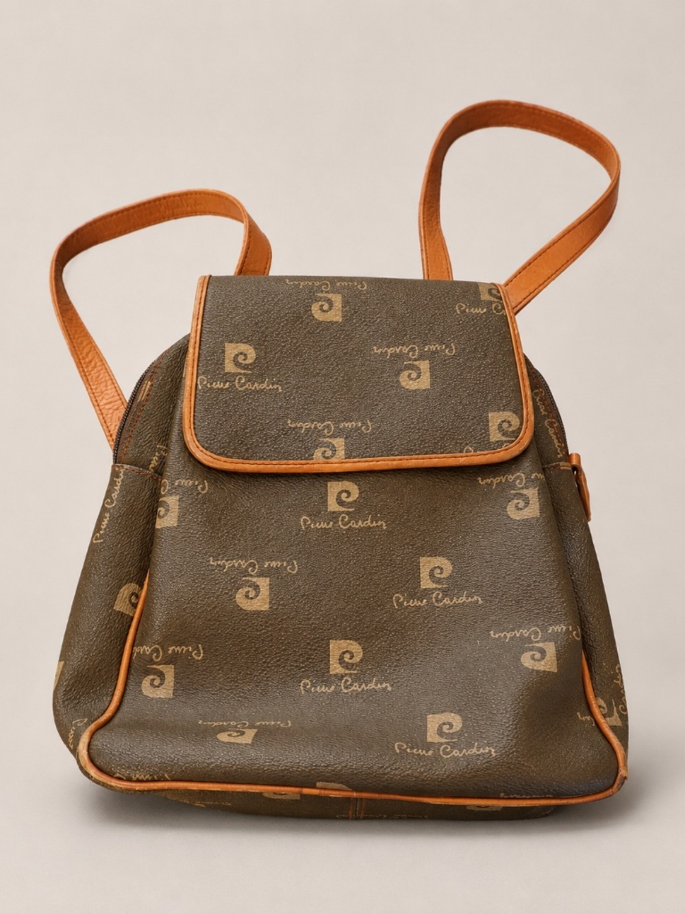 Vintage 1990s Pierre Cardin Monogram Mini Backpack Leather Trim